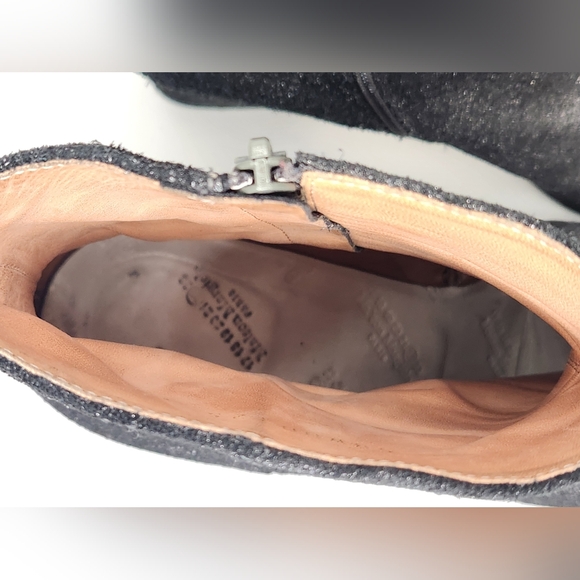 MAISON MARTIN MARGIELA Dark SILVER GLITTER ANKLE ZIP UP BOOT HEELS 38.5 US8.5 - Picture 13 of 16